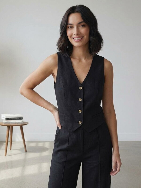 Dámská elegantní černá vesta VSB LEMI