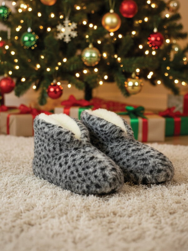 Úžasné papuče z ovčí vlny:)) teploučké:)) tečkované model 94