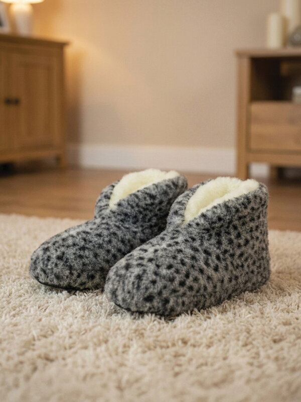 Úžasné papuče z ovčí vlny:)) teploučké:)) tečkované model 94