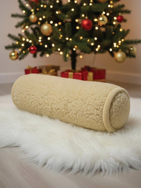 Polštářek pod hlavu ve tvaru válce z ovčí vlny